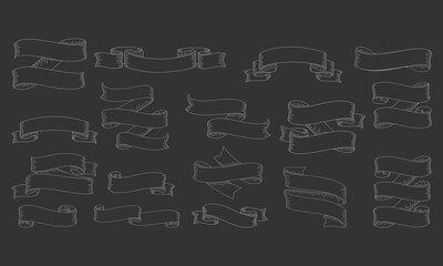 outline ribbon banner collection