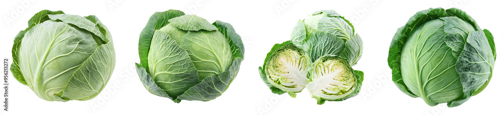 Wall mural Full depth of field, clipping path, cabbage isolated on white