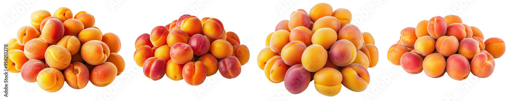 Poster intense focus on apricot on white background, clipping path, and full depth of field