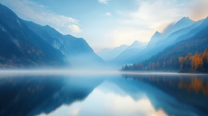 Misty Mountain Lake at Dawn