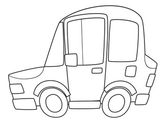 cartoon city family car sedan vehicle transportation coloring page sketch sketchbook isolated illustration for kids