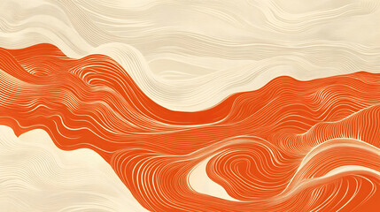Fototapeta premium Abstract Orange and Beige Wavy Lines Background