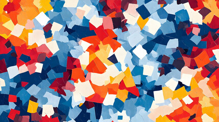 Abstract Geometric Pattern Red Blue Orange Yellow White Digital Art