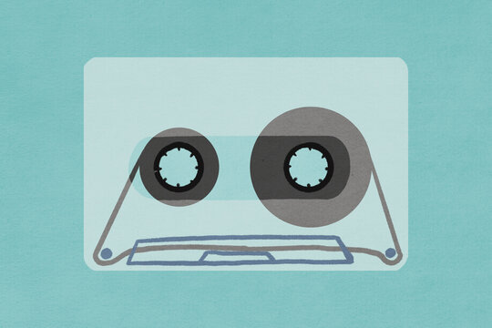 Audio cassette playing music of 1980s