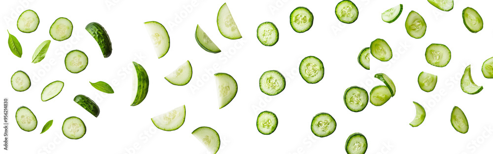 Poster The image contains an isolated celery slice on a white background with a clipping path and an in-depth portrait