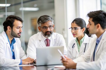 Indian Healthcare Team Meeting - An Indian healthcare team discussing medical cases in a meeting room.
