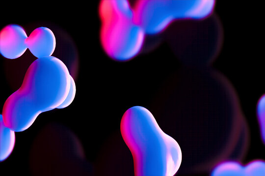 Abstract three dimensional elements against black background