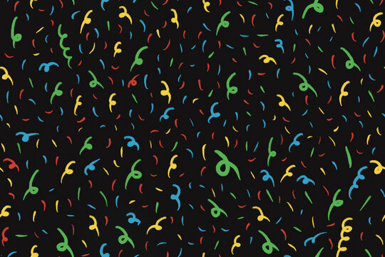 Multicolored swirl patterns against black background
