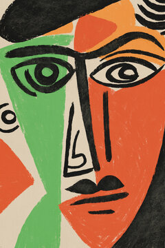 Portrait of human face in cubism art design