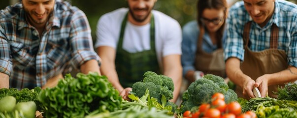 Community members setting up a farmers' market, community engagement, supporting local agriculture