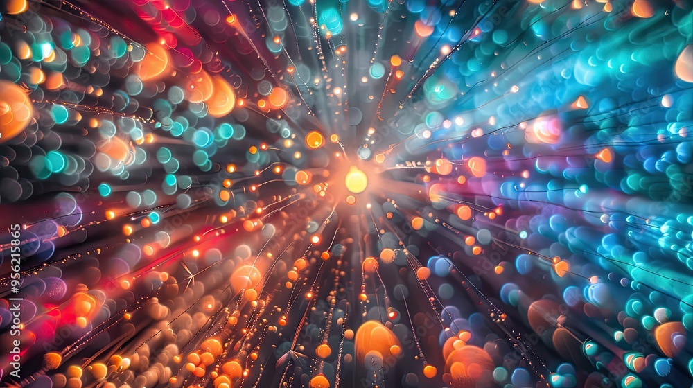 Poster fireworks show with dazzling bursts of colorful lights in the night sky creating a mesmerizing spect
