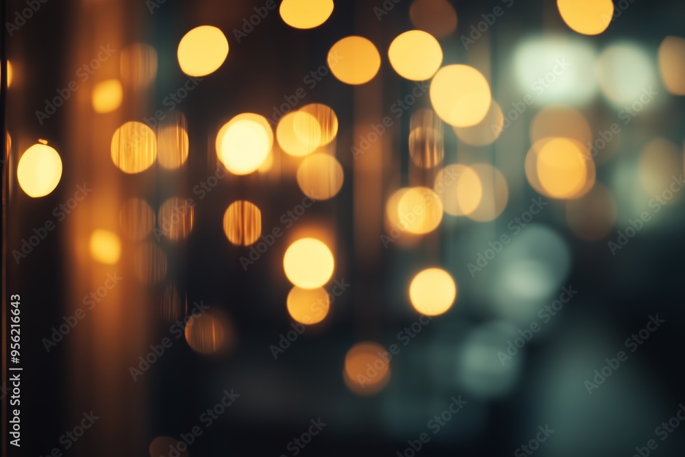 Aufkleber soft glows of bokeh lights dancing in a dimly lit urban setting during evening hours