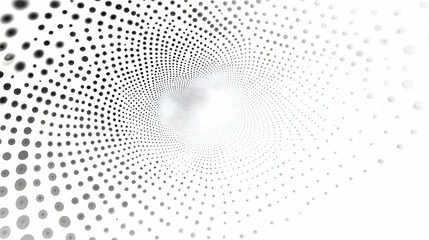 Abstract White Background with Black Dots in Spiral Pattern