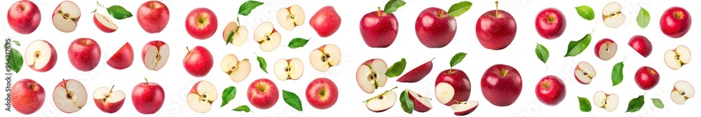 Poster Clipping path with full depth of field and red apple isolated on white