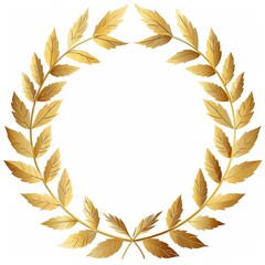 High-quality, transparent PNG image of a golden wreath with leaves, ornaments, and an icon.