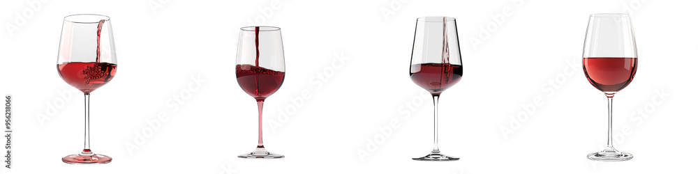 Poster an isolated image of red wine in a glass set against a white background with a full depth of field.