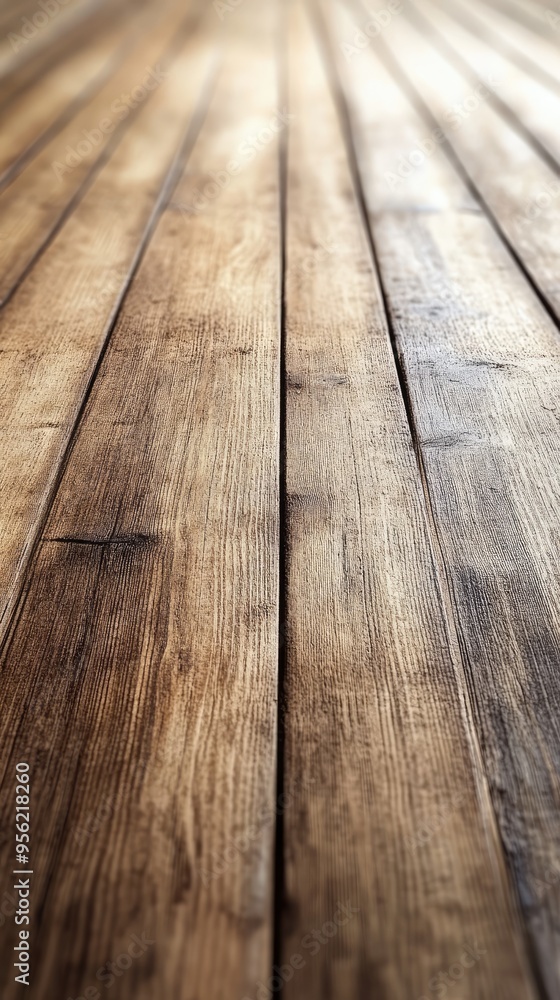 Poster wooden floorboards creating pattern with shallow depth of field