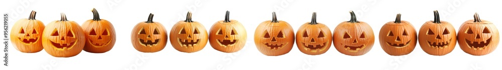 Poster a halloween pumpkin isolated on a white background with a clipping path and a depth of field of 100%
