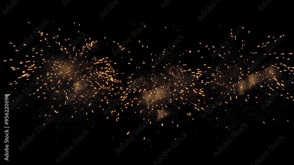 Poster Fireworks display multiple bursts on a black sky