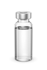 Medical 15R vial for injection isolated. 3D rendering illustration. Transparent PNG image.