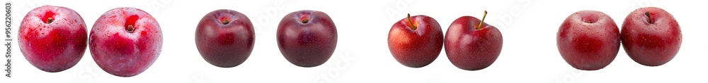 Aufkleber slice of cherry isolated on white background with full depth of field and clipping path