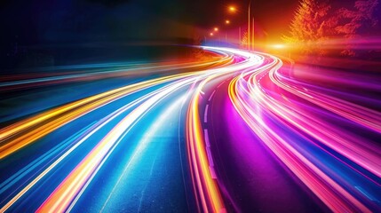 Road car light streaks Night light painting stripes Long exposure photography Long exposure photo of a street Speed traffic modern life theme