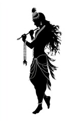 Silhouette of krishna playing bansuri flute