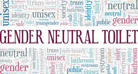 Gender Neutral Toilet word cloud conceptual design isolated on white background.