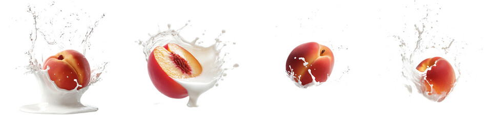 The slice of citrus fruit falls into the milk, yoghurt, sour cream and splashes