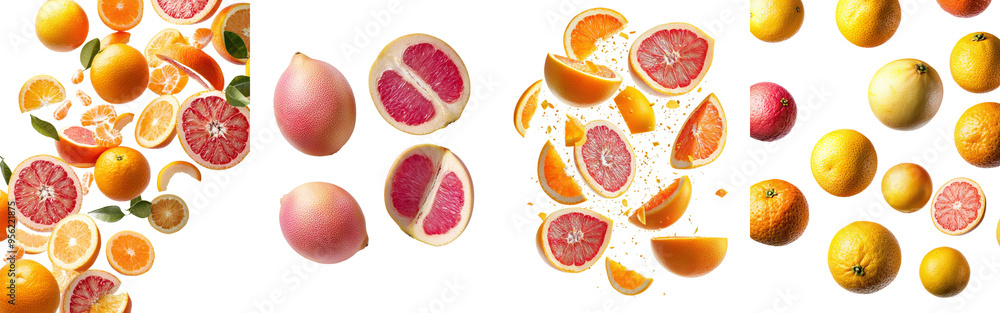 Aufkleber in this image, a grapefruit is falling over a white background. it has been clipped along the clippi