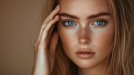 Close-Up Portrait of a Woman with Glowing Skin
