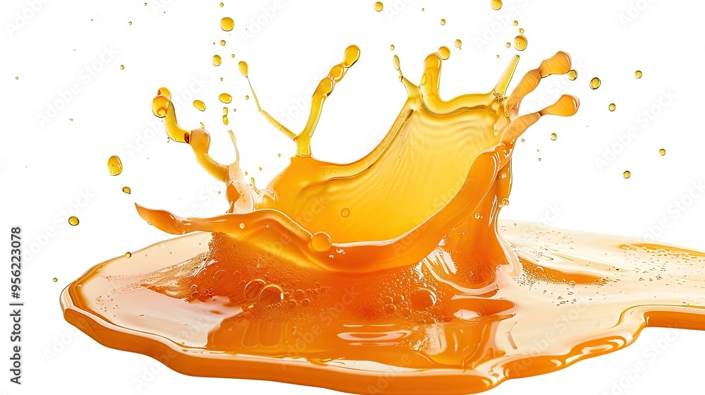 Aufkleber puddle of orange juice isolated on white background clipping path