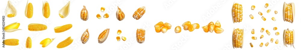 Poster embedded corn seeds isolated on a white background, clipping path, full depth of field
