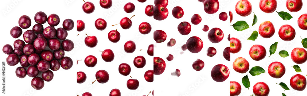 Poster this shot shows a fallen red apple isolated on a white background with full depth of field, clipping