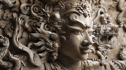 Obraz premium bas relief of asian wayang