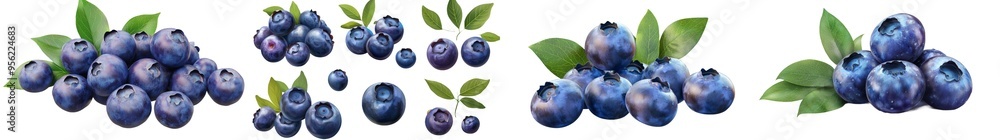 Poster full depth of field, clipped path, blueberry isolated on white background