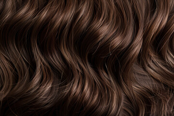 Naklejka premium Dark brown hair. Beautiful wavy hairstyle in close-up.