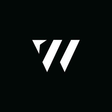 W icon logo design flying element 