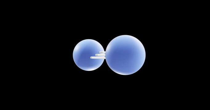 Nitrogen molecule, rotating 3D model of dinitrogen, looped video on a black background