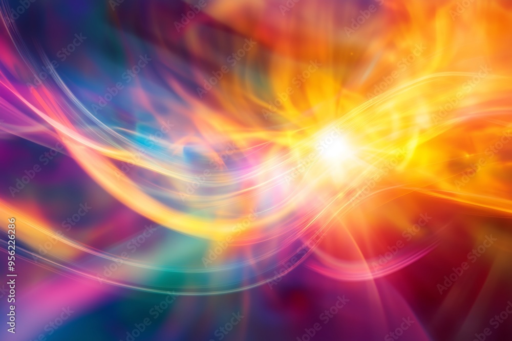Poster colorful abstract patterns swirl together to create a vibrant display of light and energy in a dynam