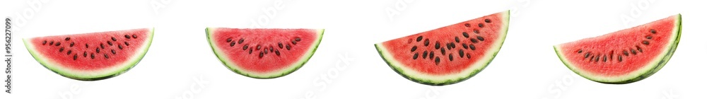 Poster In this picture, a watermelon is isolated on a white background with a clipping path, full depth of field.