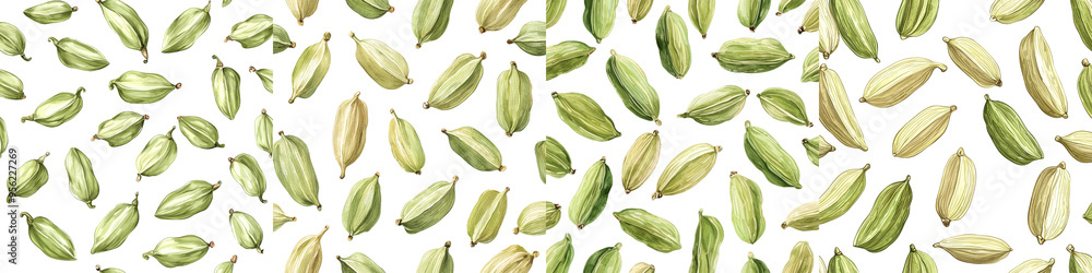 Canvas Prints PATTERN of cardamom on a white background, SEAMLESS