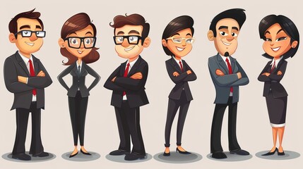Stunning Cartoon Business People and Characters: A Dynamic and Creative Workplace Visual. Showcasing Professionalism and Imagination.
