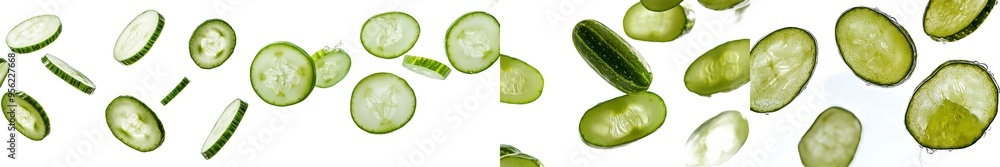 Aufkleber isolated cucumber slice on white background, selective focus