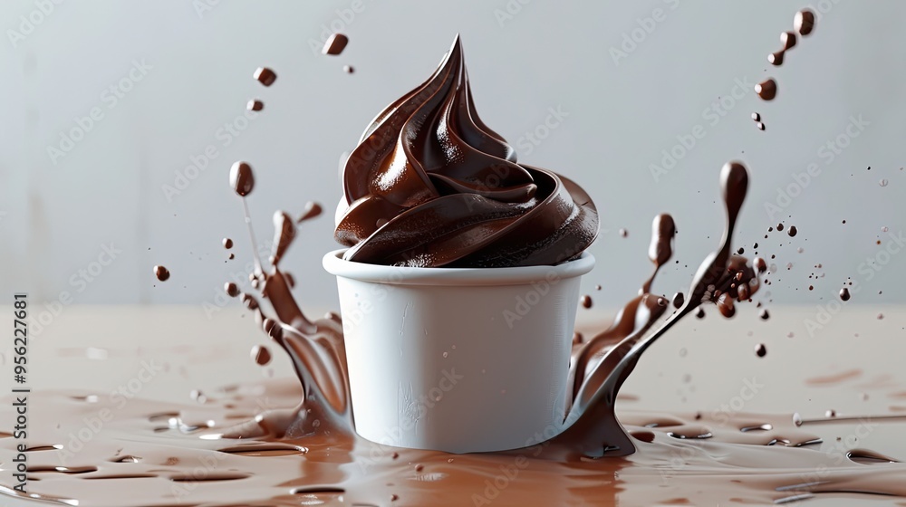 Aufkleber rich chocolate soft serve ice cream in a cup