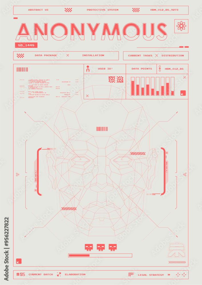 Poster tech abstract poster template with hud elements. cyber culture, modern flyer for web and print. hack