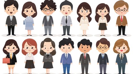 Stunning Cartoon Business People and Characters: A Dynamic and Creative Workplace Visual. Showcasing Professionalism and Imagination.