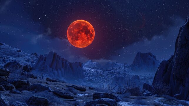 Lunar eclipse blood full moon in the sky