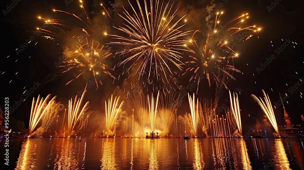 Wall mural a beautiful fireworks display at the festival