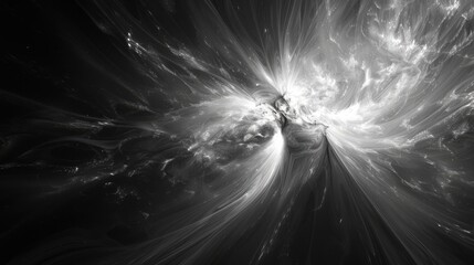 Time and space singularity of dark energy and matter in space computer generated black and white abstract effect